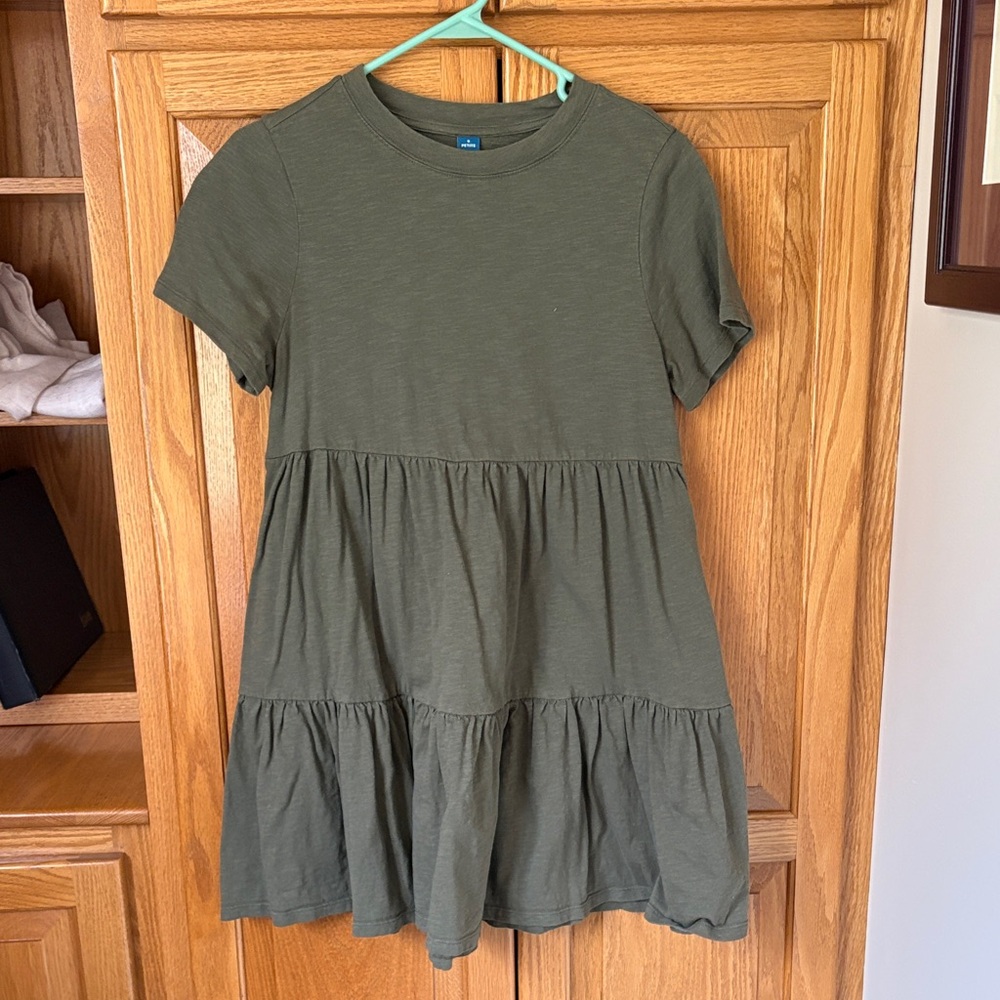 Women’s Olive Tiered Cotton Dress - Unbranded
